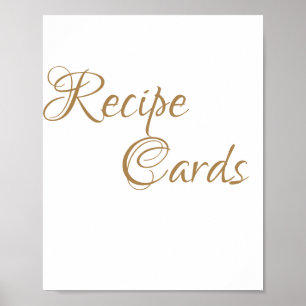 Gouden Kalligrafie Recept Kaarten Baby shower Sign Poster
