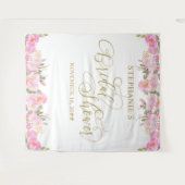 Gouden kalligrafie Roze Bloem Bruiloftsborrel Wandkleed (Voorkant (horizontaal))