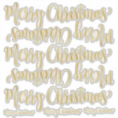 Gouden Kalligrafie Schrijven Vrolijk Kerstmis Duid Sticker (Voorkant)