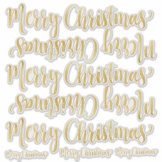 Gouden Kalligrafie Schrijven Vrolijk Kerstmis Duid Sticker (Voorkant)