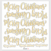 Gouden Kalligrafie Schrijven Vrolijk Kerstmis Duid Sticker (Vel)
