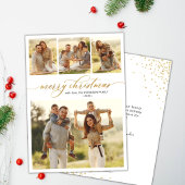 Gouden kalligrafie Script 4 Multi Photo Christmas Feestdagenkaart