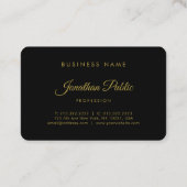 Gouden Kalligrafie Script Eenvoudig Zwart Aantrekk Visitekaartje (Achterkant)