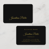 Gouden Kalligrafie Script Eenvoudig Zwart Aantrekk Visitekaartje (Voorkant / Achterkant)
