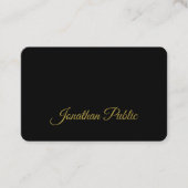 Gouden Kalligrafie Script Eenvoudig Zwart Aantrekk Visitekaartje (Voorkant)