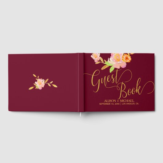 Gouden kalligrafie script herfstbruiloft gastenboe gastenboek (Volledig)