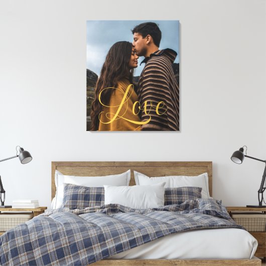 Gouden kalligrafie Script Paar Foto Canvas Afdruk (Insitu (Slaapkamer))