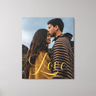 Gouden kalligrafie Script Paar Foto Canvas Afdruk