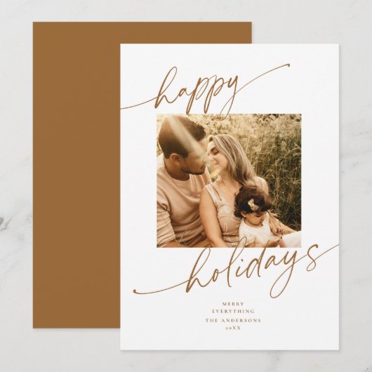 Gouden kalligrafie script vakantiefoto kaart (Voorkant / Achterkant)