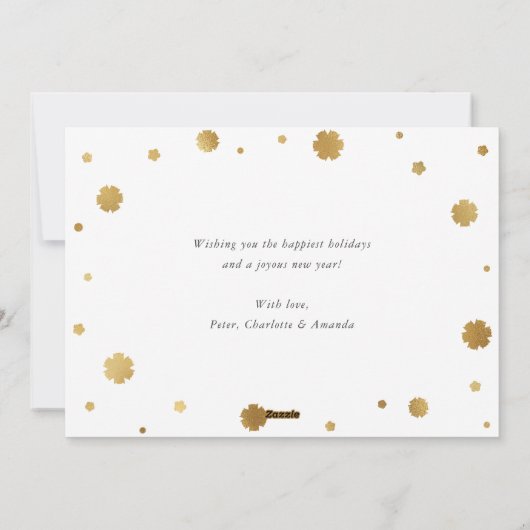 Gouden Kalligrafie Sneeuwvlok Foto Vrolijk Kerstfe Feestdagenkaart (Achterkant)