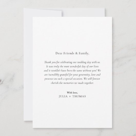 Gouden Kalligrafie Trouwfoto Dank u kaart (Achterkant)