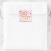 Gouden Kalligrafie Vrolijk Kerstfeest Gepersonalis Vierkante Sticker (Tas)