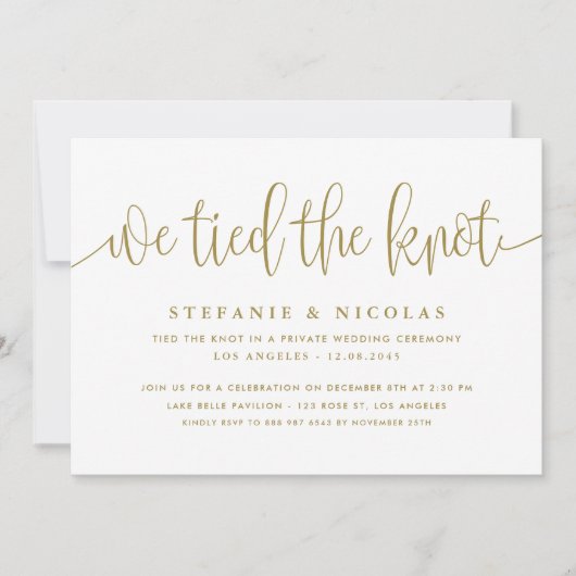 Gouden kalligrafie We hebben de knoop bruiloft geb Kaart (Voorkant)