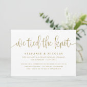 Gouden kalligrafie We hebben de knoop bruiloft geb Kaart (Staand voorkant)