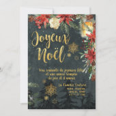 Gouden Kalligrafie Woodland Franse Joyeux Noel Kaa Kaart (Voorkant)