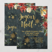 Gouden Kalligrafie Woodland Franse Joyeux Noel Kaa Kaart (Voorkant / Achterkant)