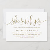 Gouden kalligrafie Ze zei ja Verloving Kaart (Voorkant)
