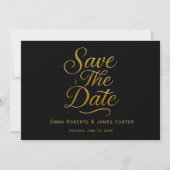 Gouden Kalligrafie Zwart QR Save the Date (Voorkant)