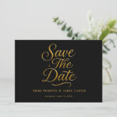 Gouden Kalligrafie Zwart QR Save the Date (Staand voorkant)