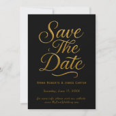 Gouden kalligrafie Zwart Save the Date (Voorkant)