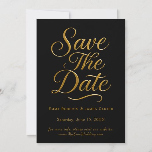 Gouden kalligrafie Zwart Save the Date (Voorkant)