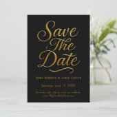 Gouden kalligrafie Zwart Save the Date (Staand voorkant)