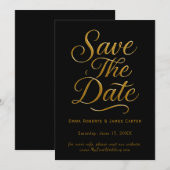 Gouden kalligrafie Zwart Save the Date (Voorkant / Achterkant)