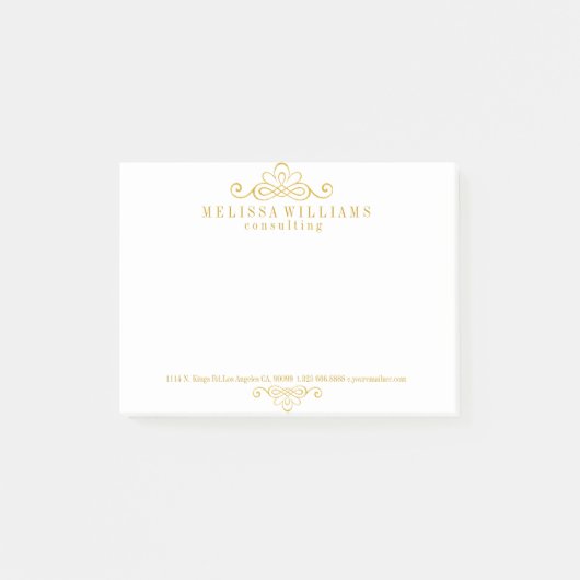 Gouden kalligrafische wervelingen ontwerp post-it® notes (Voorkant)