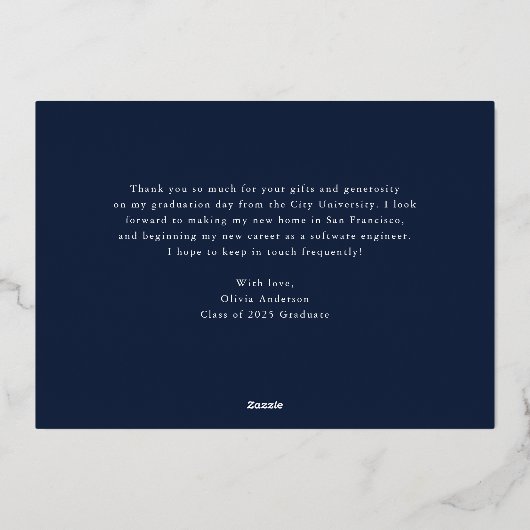 gouden kam | Elegant Afstuderen Bedankt Gold Folie Uitnodiging (Achterkant)