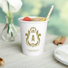 Gouden Kam Monogram Papieren Bekers