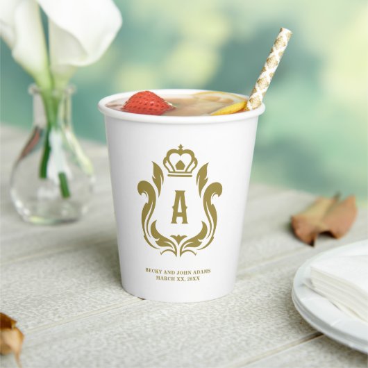 Gouden Kam Monogram Papieren Bekers (Insitu)