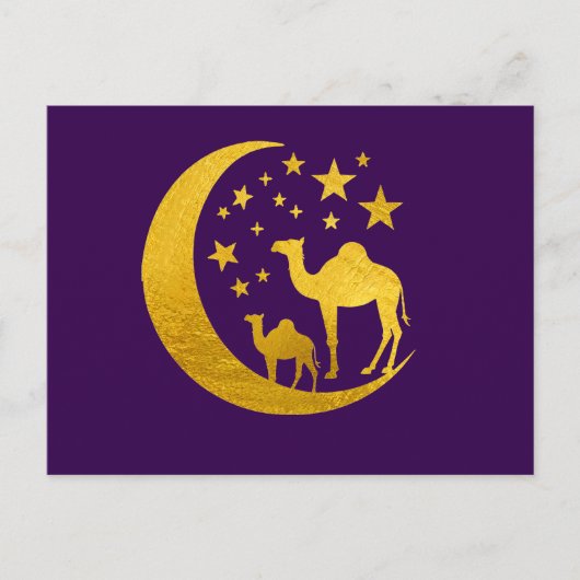 Gouden kamelen briefkaart (Voorkant)
