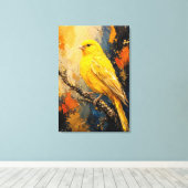 Gouden Kanarie Luxe Impasto Canvasprint Canvas Afdruk (Insitu (Houten vloer))