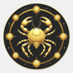 Gouden Kanker Kosmische Dierenriem Ronde Sticker