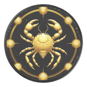 ♋ Gouden Kanker Kosmische Zodiak Hockeypuck Cadeau Hockey Puck