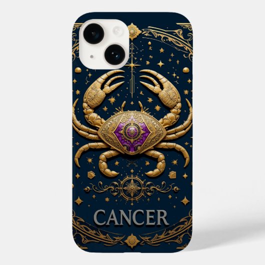 Gouden Kanker Zodiac Symbool op Donkere Achtergron Case-Mate iPhone Case (Achterkant)