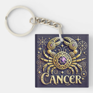 Gouden Kanker Zodiac Symbool op Donkere Achtergron Sleutelhanger