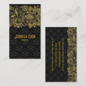 Gouden Kant & Bloemen Damasks Visitekaartje (Voorkant / Achterkant)