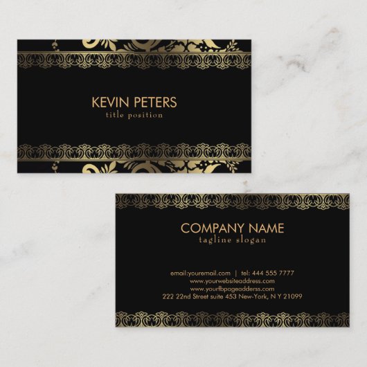 Gouden Kant & Bloemen Visitekaartje (Voorkant / Achterkant)