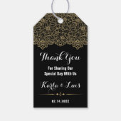 Gouden kant bruiloft gunst dank u cadeaulabel (Voorkant)