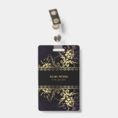 Gouden kant en bloemen badge (Achterkant met clip)