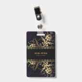 Gouden kant en bloemen badge (Voorkant met clip)