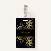 Gouden kant en bloemen badge (Achterkant met clip)