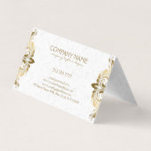 Gouden kant en witte damast visitekaartje (Achterkant)