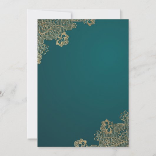 Gouden Kant Groene Islamitische Moslim Mehndi Cere Kaart (Achterkant)