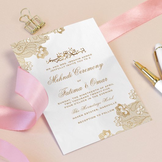 Gouden Kant Islamitische Mehndi ceremonie Kaart