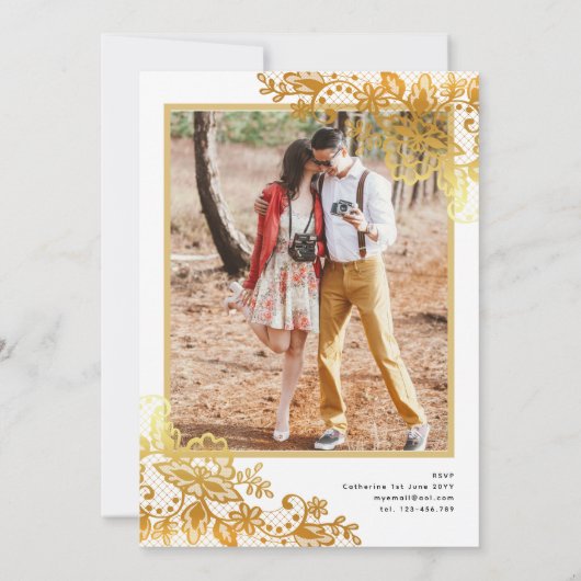 Gouden Kant Katholieke Nuptial Mass Bruiloft Kaart (Achterkant)