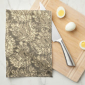 Gouden kant look bloemmotief theedoek (Quarter Fold)