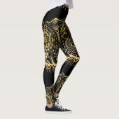 Gouden kant ontwerp zwarte achtergrond leggings (Rechts)