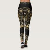 Gouden kant ontwerp zwarte achtergrond leggings (Achterkant)
